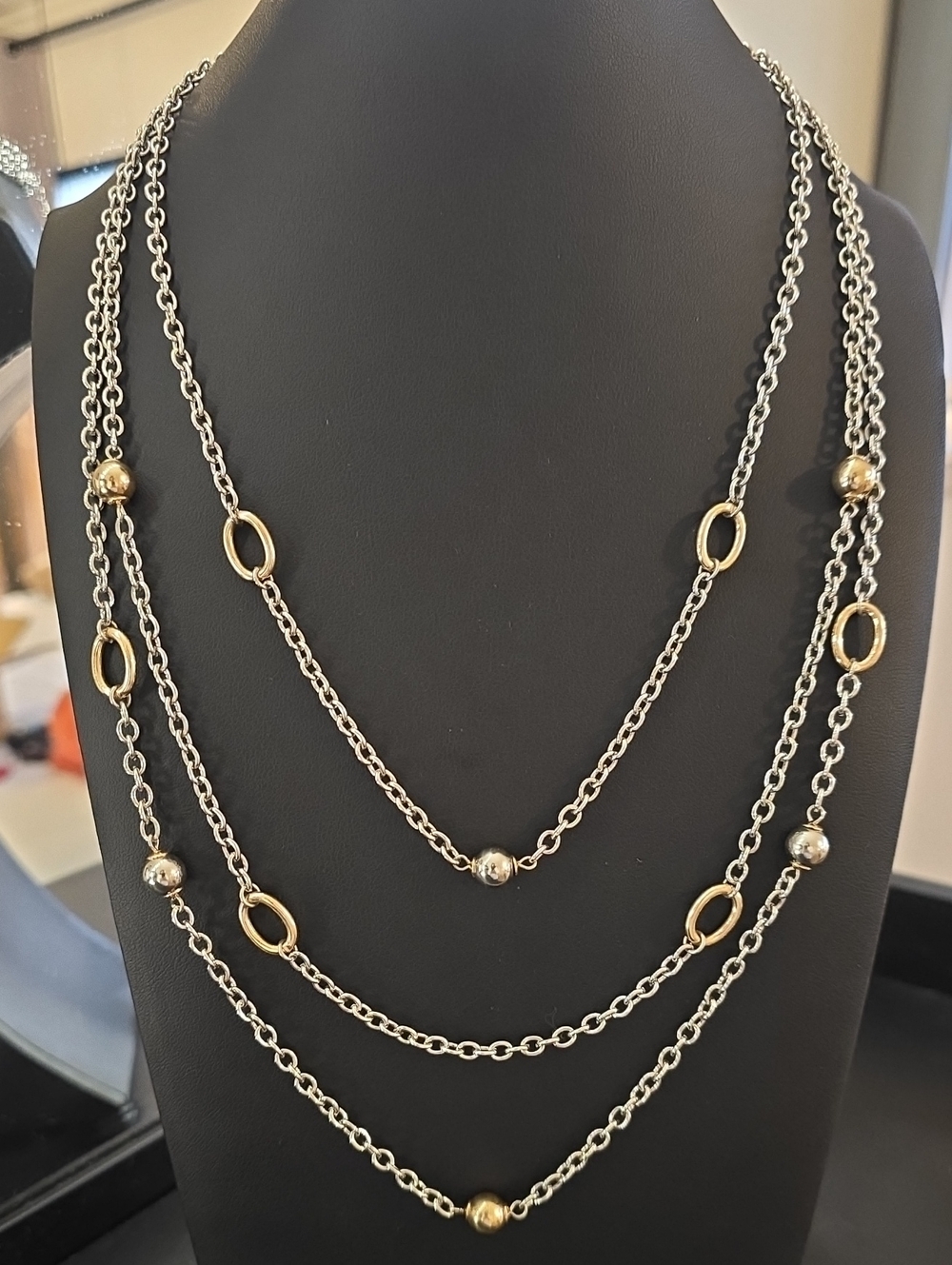 Layered Two-Tone Gold and Silver Link Necklace